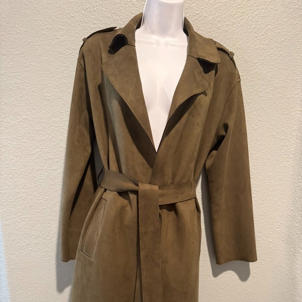 Zara faux suede Trench coat with sash - XS